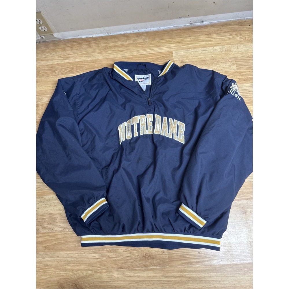 Notre Dame Fighting Irish Men's Size XL Reebok Navy 1/4 Zip Jacket